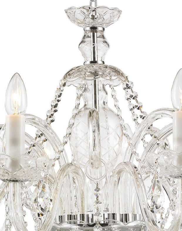 Bohemian Prague 8 Arm Crystal Chandelier - Chrome Fixtures - Designer Chandelier 