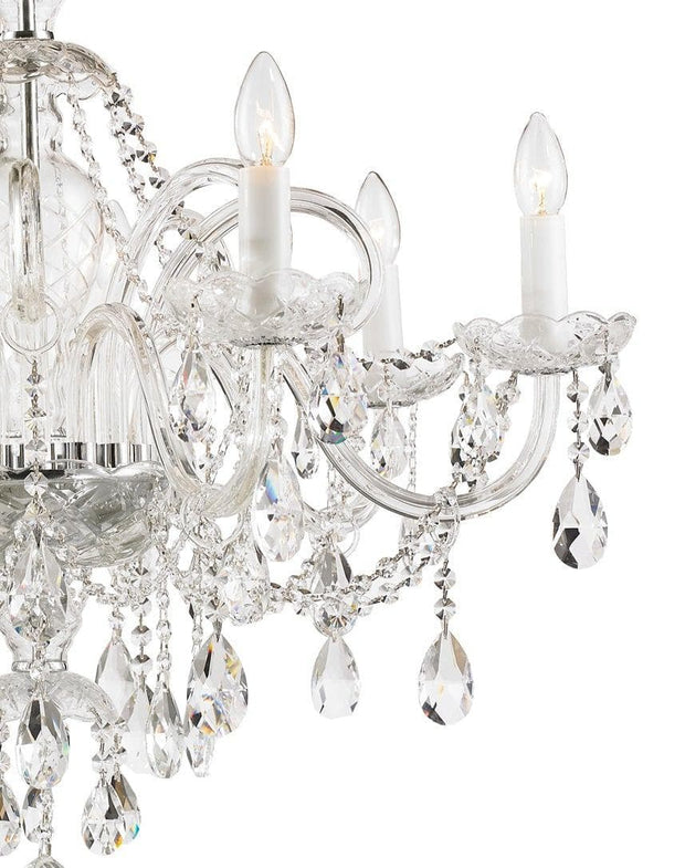 Bohemian Prague 8 Arm Crystal Chandelier - Chrome Fixtures - Designer Chandelier 