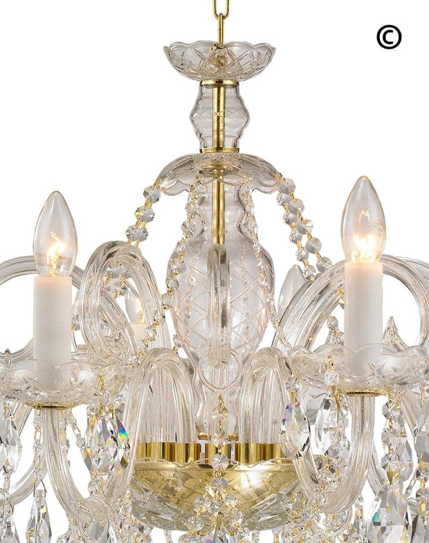 Bohemian Prague 8 Arm Crystal Chandelier - Brass Fixtures - Designer Chandelier 