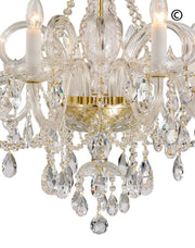 Bohemian Prague 8 Arm Crystal Chandelier - Brass Fixtures - Designer Chandelier 