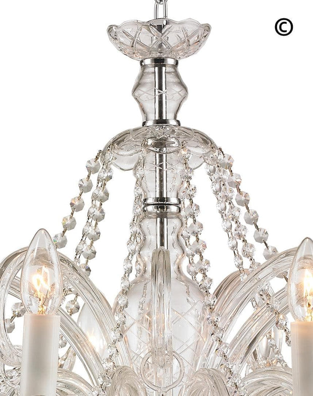 Bohemian Prague 10 Arm Crystal Chandelier - Chrome Fixtures - Designer Chandelier 