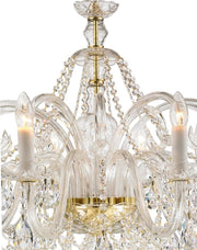 Bohemian Prague 10 Arm Crystal Chandelier - Brass Fixtures - Designer Chandelier 