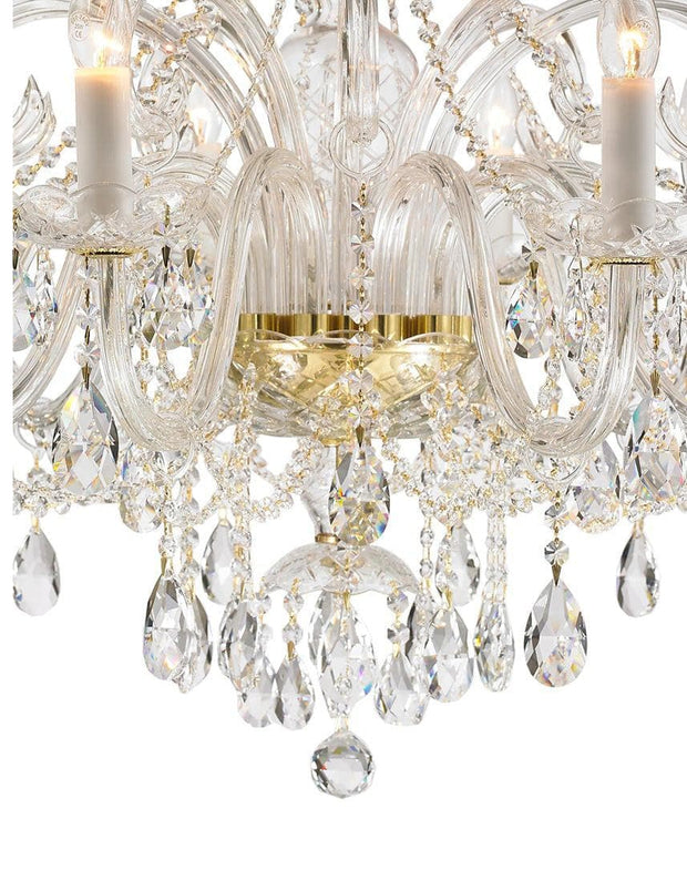 Bohemian Prague 10 Arm Crystal Chandelier - Brass Fixtures