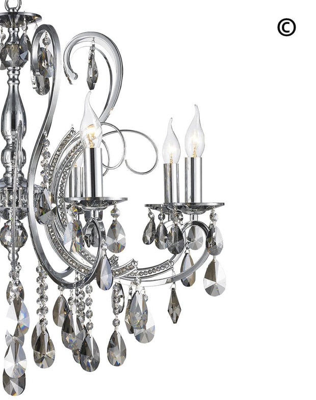 NewYork Princess 8 Arm Chandelier - SMOKE -  W:70 - Designer Chandelier 