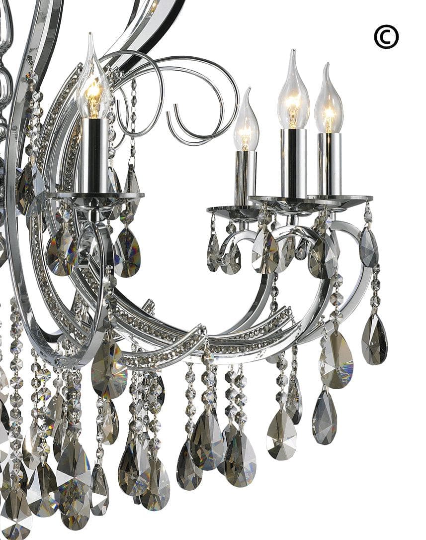 NewYork Princess 10 Arm Chandelier - SMOKE - W:90 - Designer Chandelier 