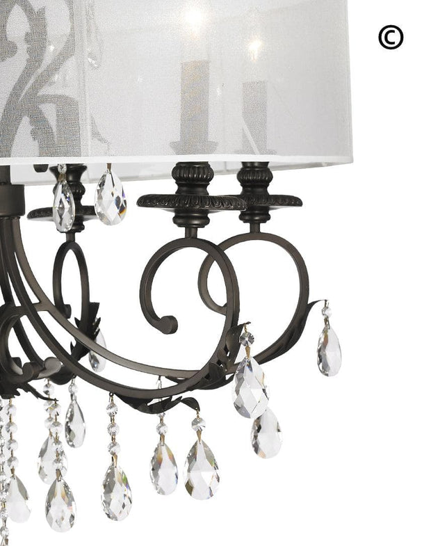 ARIA - Hampton 6 Arm Chandelier - Dark Bronze - Orb Outer Shade - Designer Chandelier 