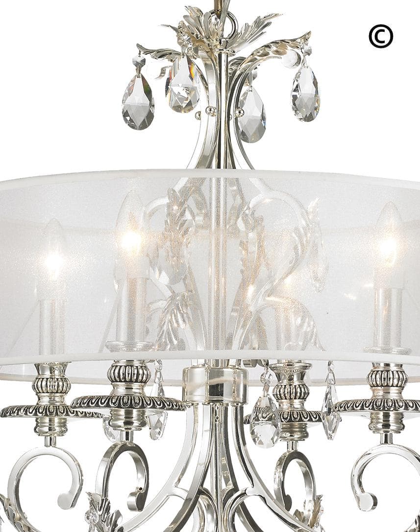 ARIA - Hampton 4 Arm Chandelier - Silver Plated - Orb Outer Shade - Designer Chandelier 