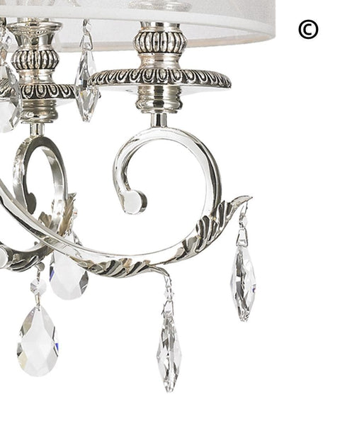 ARIA - Hampton 4 Arm Chandelier - Silver Plated - Orb Outer Shade - Designer Chandelier 