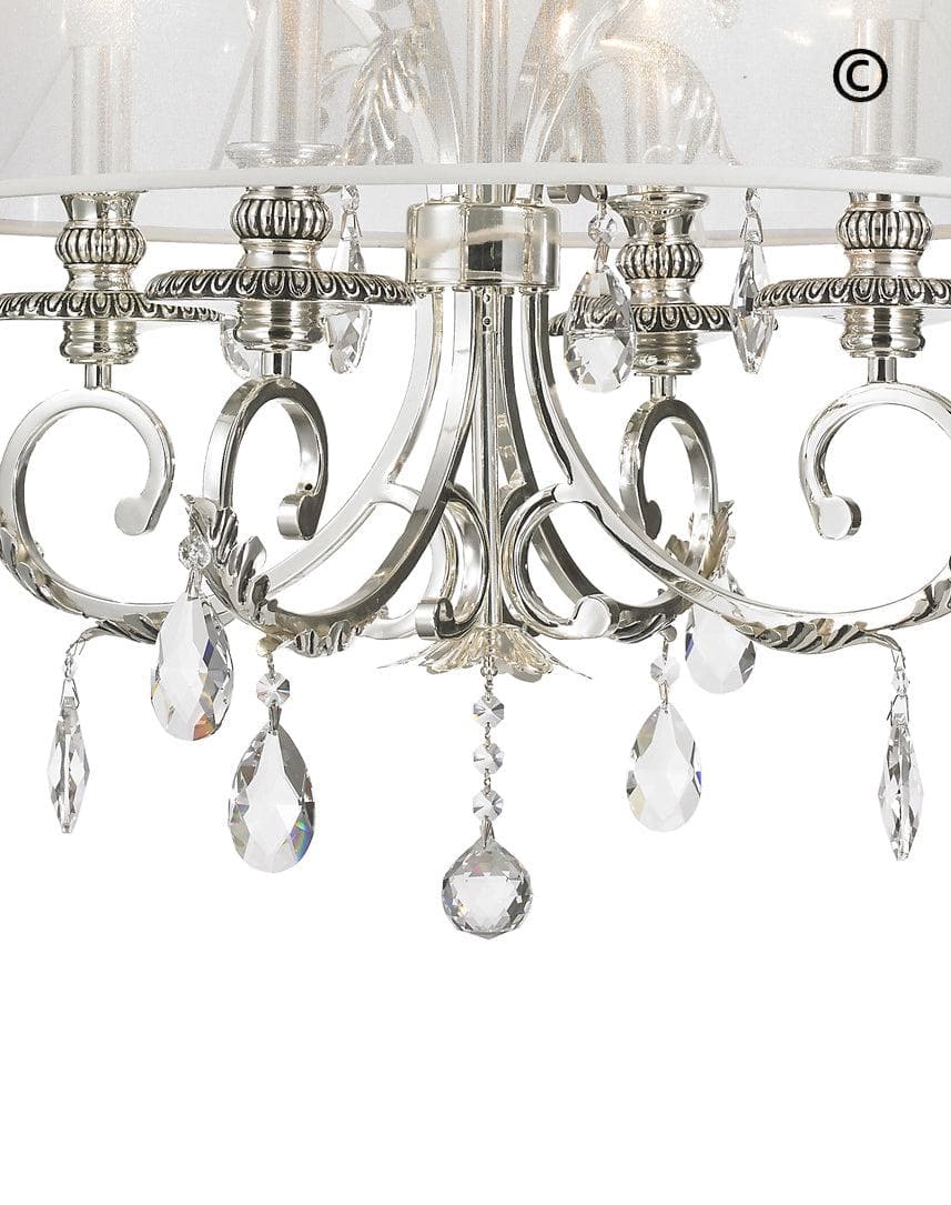 ARIA - Hampton 4 Arm Chandelier - Silver Plated - Orb Outer Shade - Designer Chandelier 