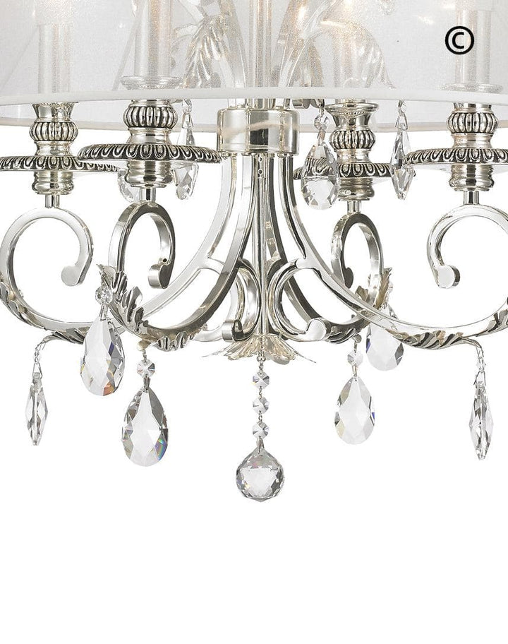 ARIA - Hampton 4 Arm Chandelier - Silver Plated - Orb Outer Shade - Designer Chandelier 