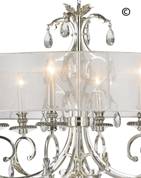 ARIA - Hampton 6 Arm Chandelier - Silver Plated - Orb Outer Shade - Designer Chandelier 
