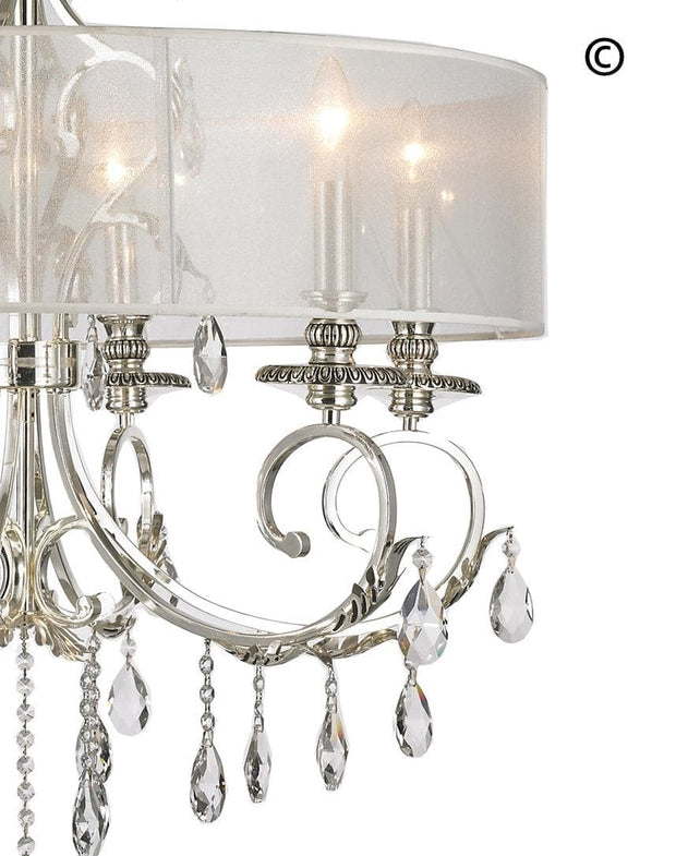 ARIA - Hampton 6 Arm Chandelier - Silver Plated - Orb Outer Shade - Designer Chandelier 