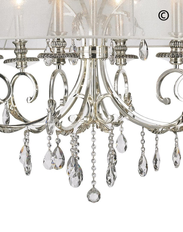 ARIA - Hampton 6 Arm Chandelier - Silver Plated - Orb Outer Shade - Designer Chandelier 