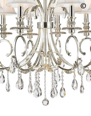 ARIA - Hampton 8 Arm Chandelier - Silver Plated - Designer Chandelier 