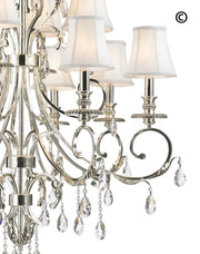 ARIA - Hampton 12 Arm Chandelier - Silver Plated - Designer Chandelier 