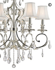 ARIA - Hampton 6 Arm Chandelier - Silver Plated - Designer Chandelier 