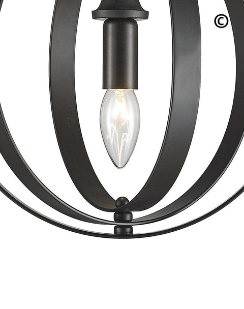 Hampton Orb - Single Light - Dark Bronze - Designer Chandelier 