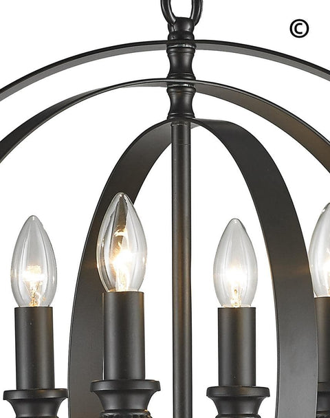Hampton Orb - 4 Light - Dark Bronze - Designer Chandelier 