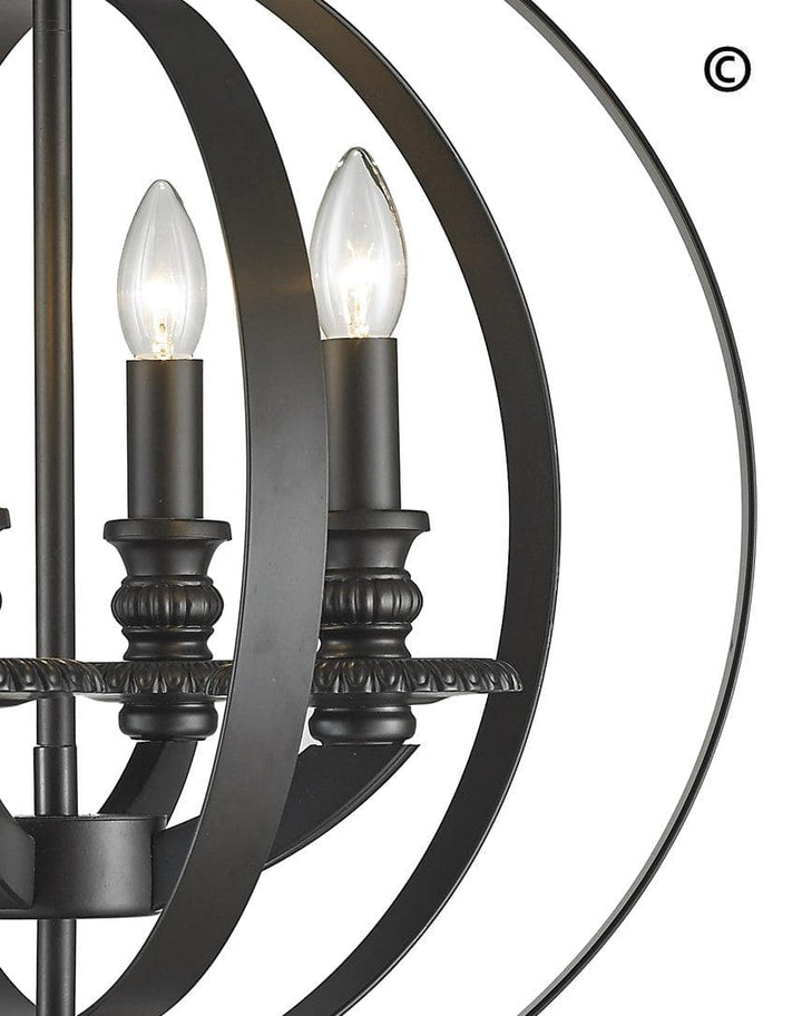 Hampton Orb - 4 Light - Dark Bronze - Designer Chandelier 