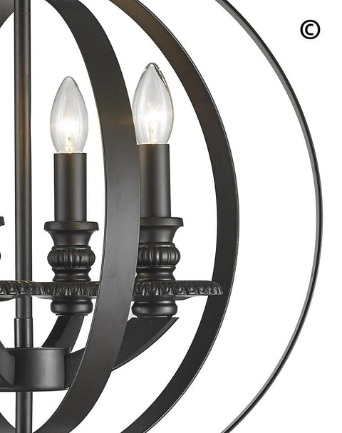 Hampton Orb - 4 Light - Dark Bronze - Designer Chandelier 