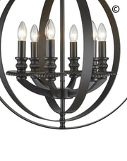 Hampton Orb - 6 Light - Dark Bronze - Designer Chandelier 