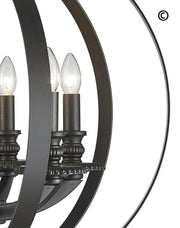 Hampton Orb - 6 Light - Dark Bronze - Designer Chandelier 