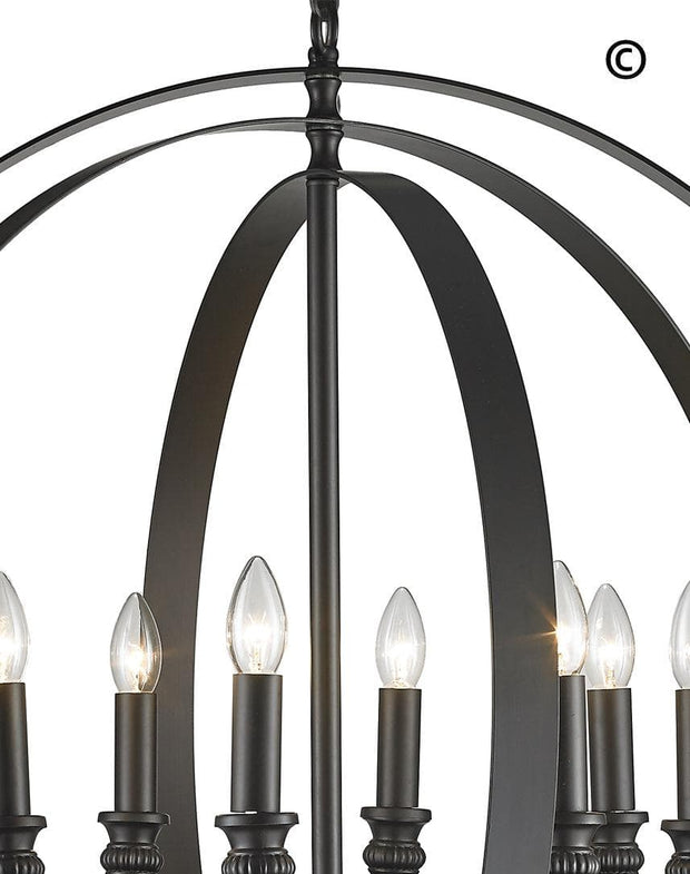 Hampton Orb - 8 Light - Dark Bronze - Designer Chandelier 