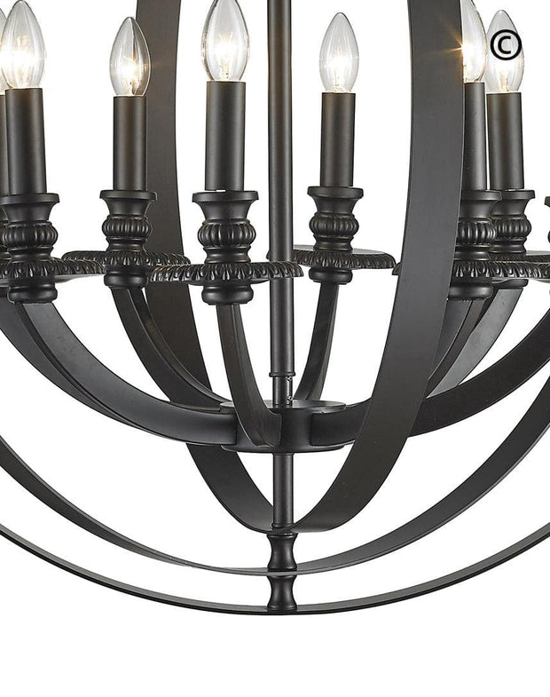 Hampton Orb - 8 Light - Dark Bronze - Designer Chandelier 