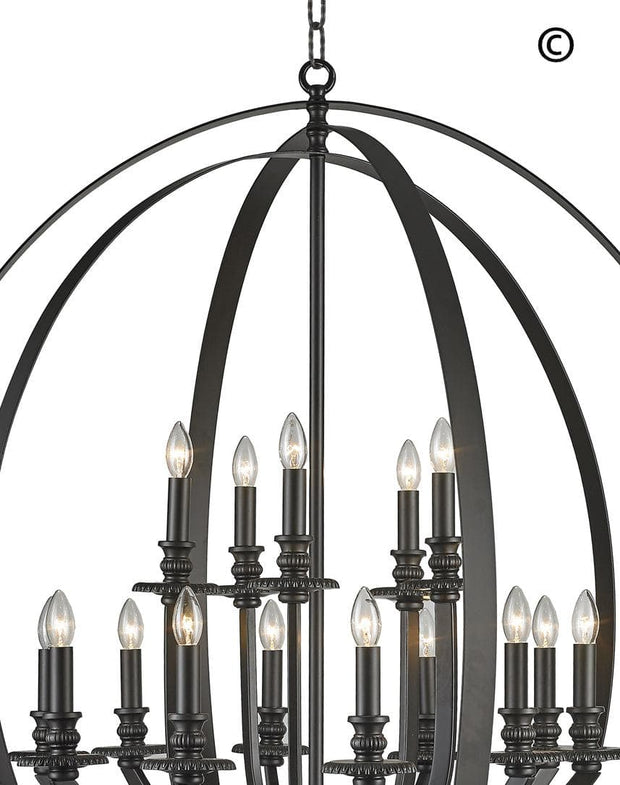 Hampton Orb - 15 Light - Dark Bronze - Designer Chandelier 