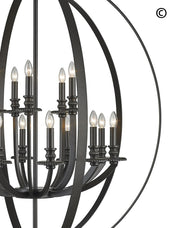 Hampton Orb - 15 Light - Dark Bronze - Designer Chandelier 