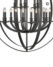 Hampton Orb - 15 Light - Dark Bronze - Designer Chandelier 