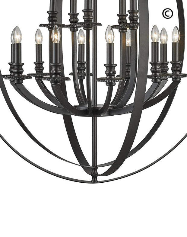 Hampton Orb - 15 Light - Dark Bronze - Designer Chandelier 