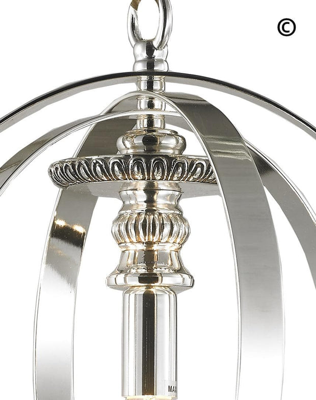 Hampton Orb - Single Light - Silver Plated - Designer Chandelier 