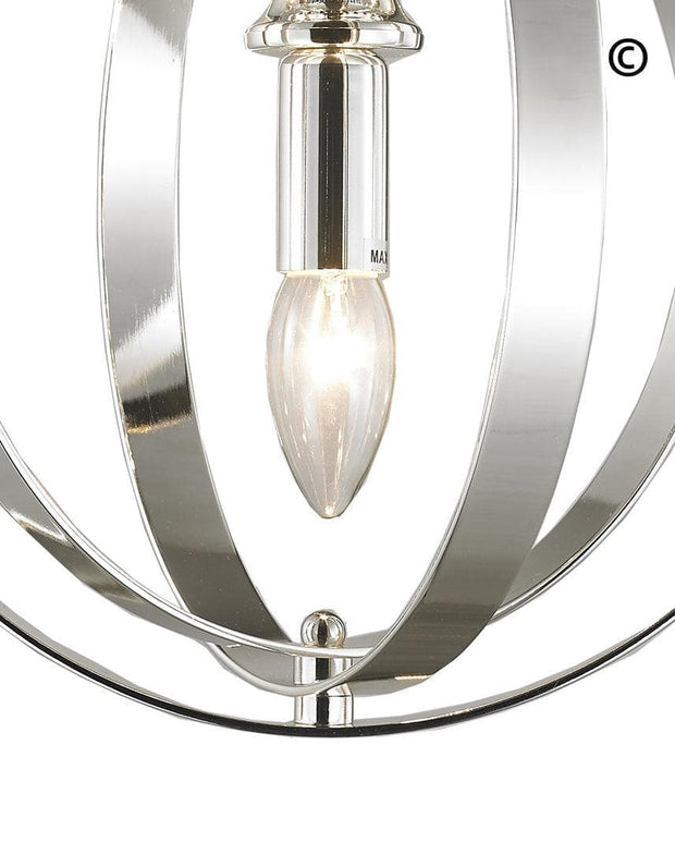 Hampton Orb - Single Light - Silver Plated - Designer Chandelier 