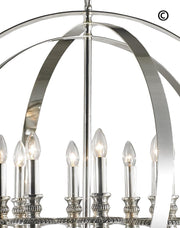 Hampton Orb - 8 Light - Silver Plated - Designer Chandelier 