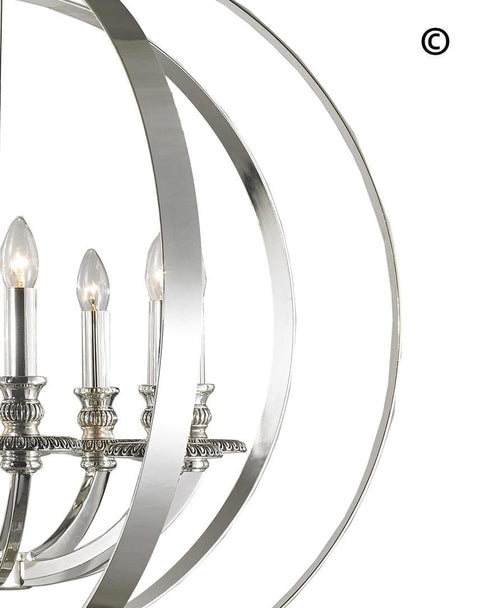 Hampton Orb - 8 Light - Silver Plated - Designer Chandelier 