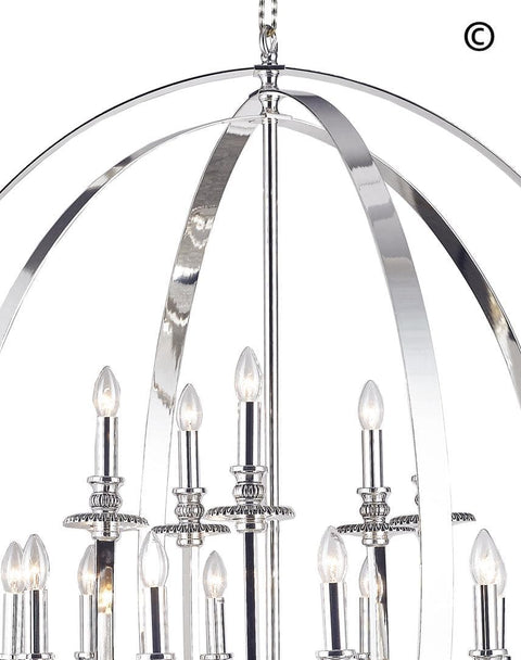 Hampton Orb - 15 Light - Silver Plated - Designer Chandelier 