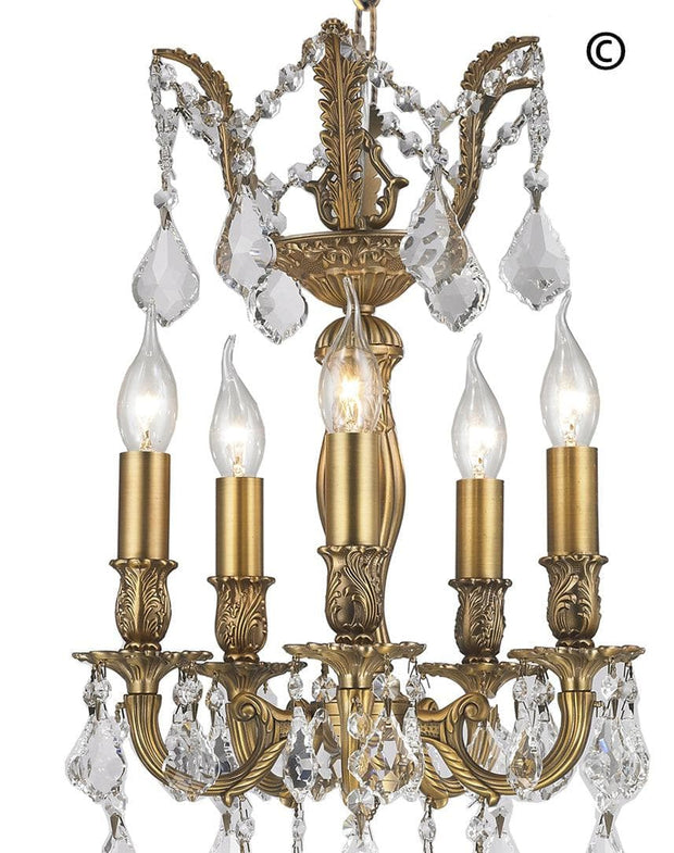 AMERICANA 5 Light Chandelier - Brass Finish - Designer Chandelier 