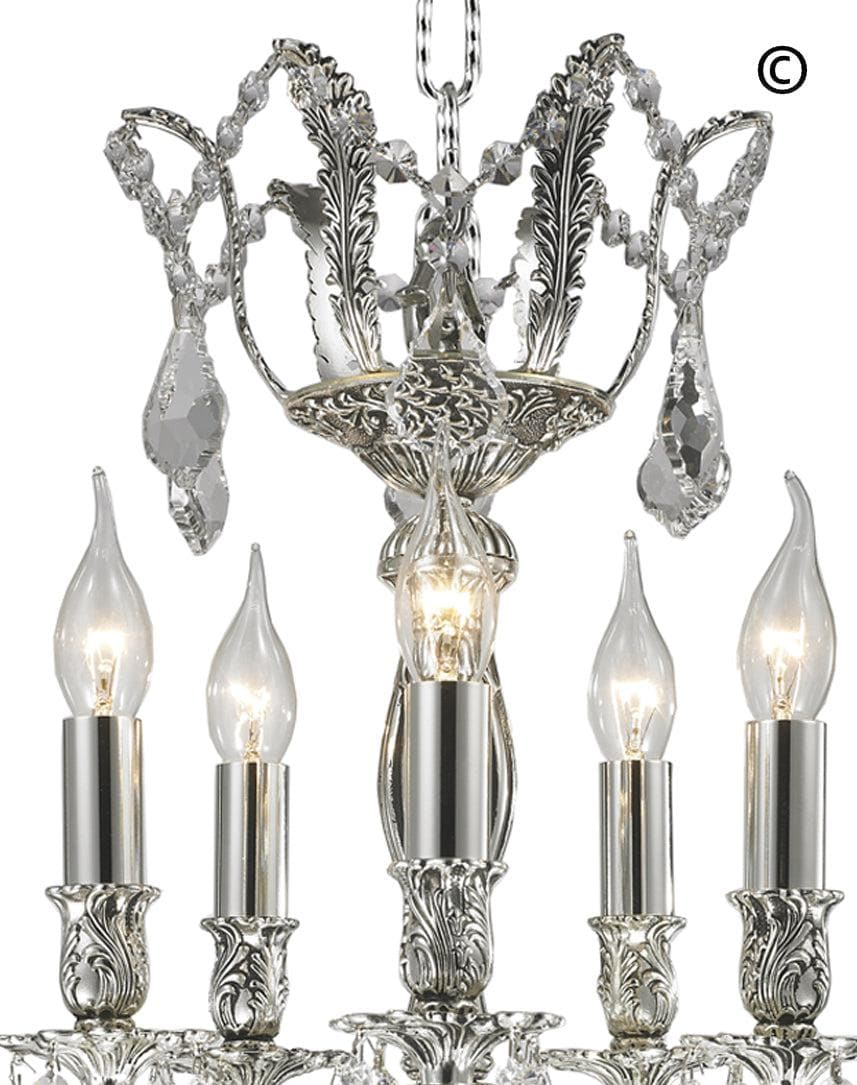 AMERICANA 5 Light Chandelier - Silver Plated - Designer Chandelier 
