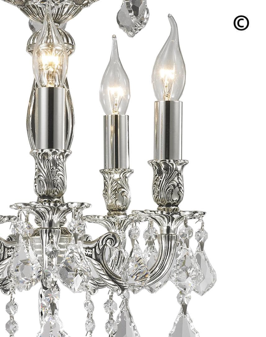 AMERICANA 5 Light Chandelier - Silver Plated - Designer Chandelier 