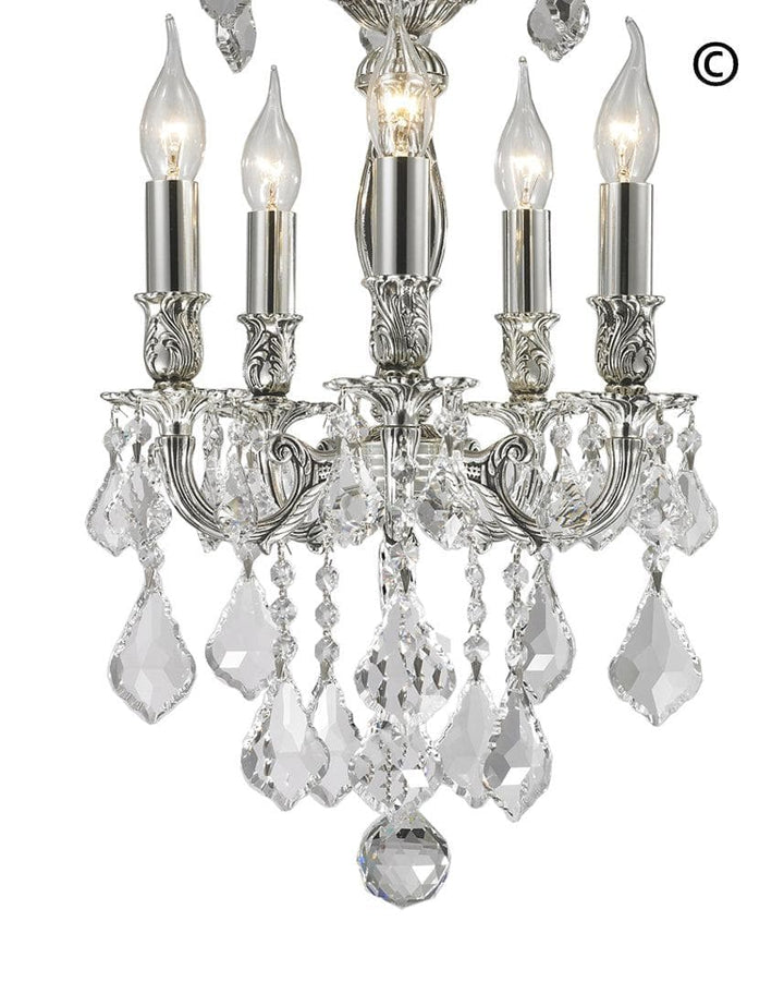 AMERICANA 5 Light Chandelier - Silver Plated - Designer Chandelier 