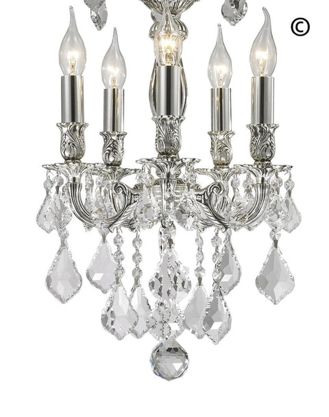 AMERICANA 5 Light Chandelier - Silver Plated - Designer Chandelier 