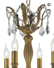 AMERICANA 6 Light Crystal Chandelier - Brass Finish - Designer Chandelier 