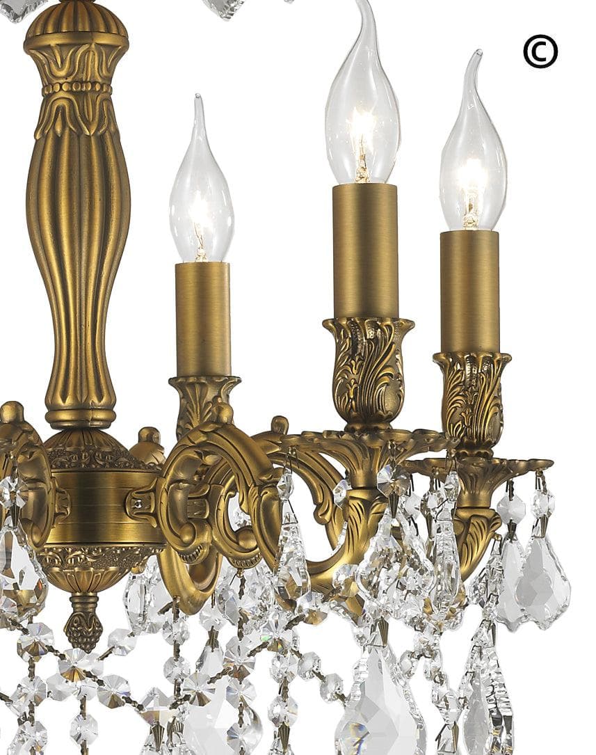 AMERICANA 6 Light Crystal Chandelier - Brass Finish - Designer Chandelier 
