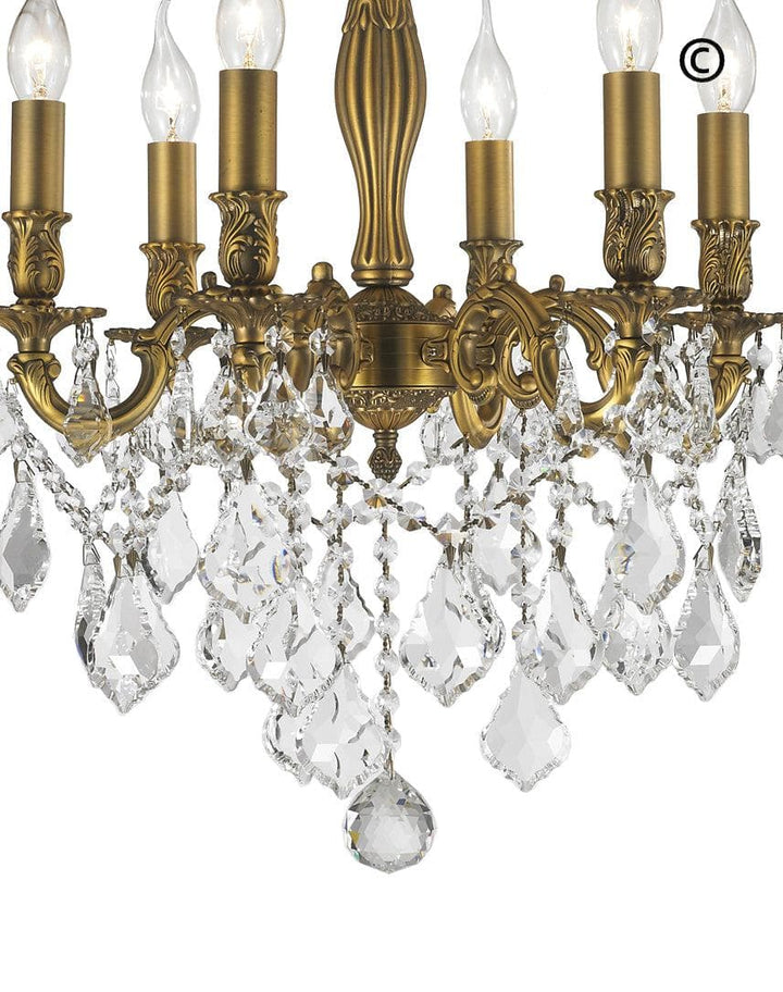 AMERICANA 6 Light Crystal Chandelier - Brass Finish - Designer Chandelier 