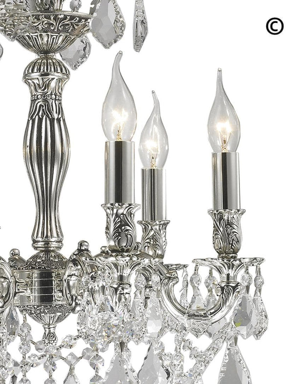 AMERICANA 6 Light Crystal Chandelier - Silver Plated - Designer Chandelier 