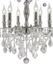 AMERICANA 6 Light Crystal Chandelier - Silver Plated - Designer Chandelier 