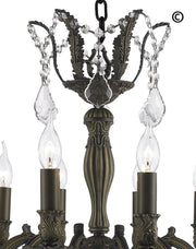 AMERICANA 12 Light Crystal Chandelier - Antique Bronze Style - Designer Chandelier 