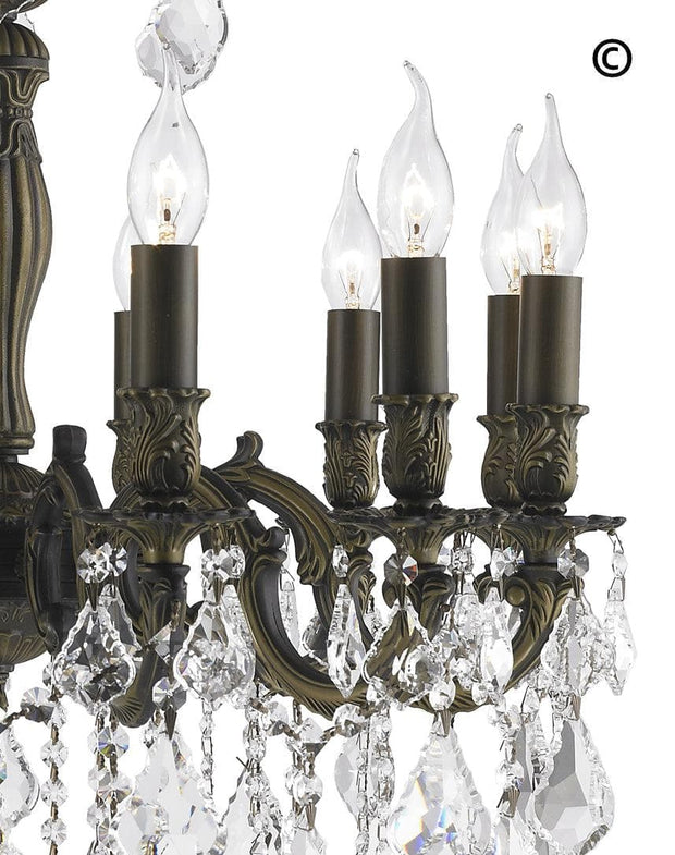 AMERICANA 12 Light Crystal Chandelier - Antique Bronze Style - Designer Chandelier 