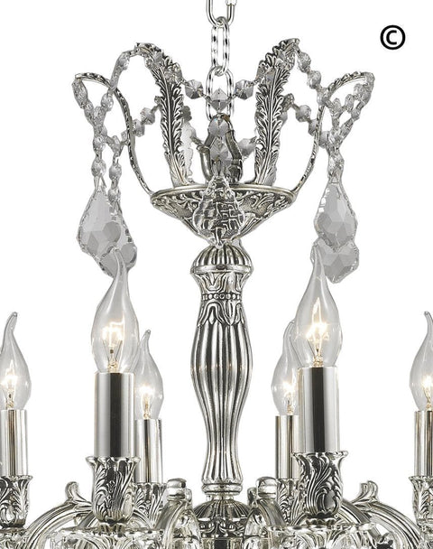 AMERICANA 12 Light Crystal Chandelier - Silver Plated - Designer Chandelier 